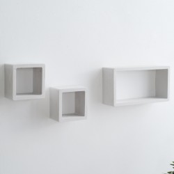 Rebecca Mobili Lot Etagere Biblioteque 2 Carre 1 Rectangle Bois Blanc 39x20x10