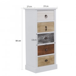 Mobili Rebecca Chest of Drawers Cabinet 5 Drawers Coloured Shabby 84x37x27