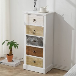 Mobili Rebecca Chest of Drawers Cabinet 5 Drawers Coloured Shabby 84x37x27