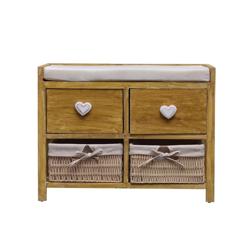 Mobili Rebecca Bench Sweet home with Cushion and 4 drawers Shabby 46x60x30