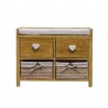 Rebecca Mobili Bank 2 Schubladen 2 Weidenkörbe Holz beige Shabby 46x60x30