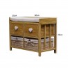 Rebecca Mobili Bank 2 Schubladen 2 Weidenkörbe Holz beige Shabby 46x60x30