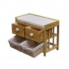 Panca shabby beige con 2 cassetti e 2 cesti in vimini - Mobili Rebecca