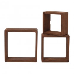 Set 3 di mensole quadrate design in legno marrone - Mobili Rebecca