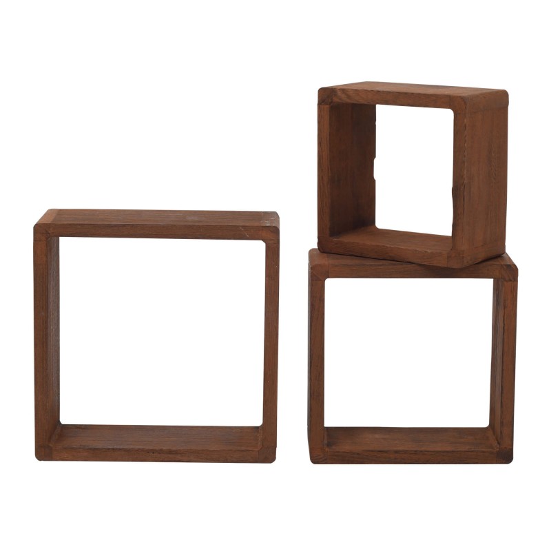 Rebecca Mobili 3er-Set Schweberegale quadratförmig Holz dunkelbraun 26x26x9