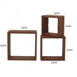 Set 3 di mensole quadrate design in legno marrone - Mobili Rebecca