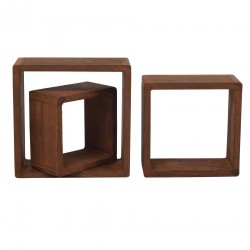 Set 3 di mensole quadrate design in legno marrone - Mobili Rebecca