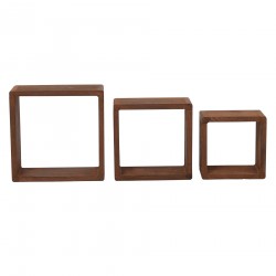 Rebecca Mobili 3er-Set Schweberegale quadratförmig Holz dunkelbraun 26x26x9