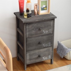 Mobili Rebecca Bedside table Chest of drawers 3 Drawers Wood Grey 54x35x27