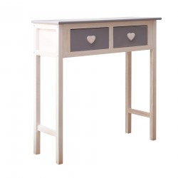 Mobili Rebecca Consolle Desk White Grey 2 Drawers Handles Heart 80x80x30