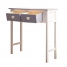 Rebecca Mobili Table Console 2 Tiroirs Bois Blanc Gris Shabby 80x80x30