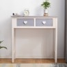 Mobili Rebecca Consolle Desk White Grey 2 Drawers Handles Heart 80x80x30