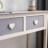 Rebecca Mobili Consola 2 Cajones Corazon Madera Gris Blanco shabby 80x80x30