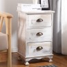 Comodino bianco shabby decapato con tre cassetti - Mobili Rebecca