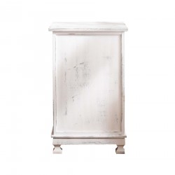 Comodino bianco shabby decapato con tre cassetti - Mobili Rebecca