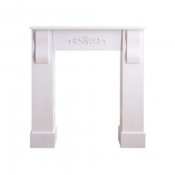 Cornice camino bianco con intarsio in stile classico - Mobili Rebecca