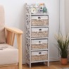 Mobili Rebecca Komoda Stolik Nocny Biały Shabby Chic 4 Koszyki Wiklinowe Łazienka