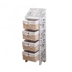 Cassettiera shabby con 4 cassetti con motivo floreale - Mobili Rebecca