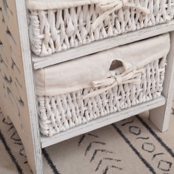 Rebecca Mobili Cajonera 3 Cajones Madera Blanco Shabby Chic 78x29x22