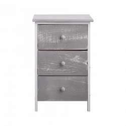 Mobiletto grigio e bianco shabby chic con 3 cassetti - Mobili Rebecca