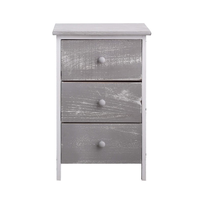 Mobiletto grigio e bianco shabby chic con 3 cassetti - Mobili Rebecca