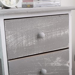 Mobiletto grigio e bianco shabby chic con 3 cassetti - Mobili Rebecca