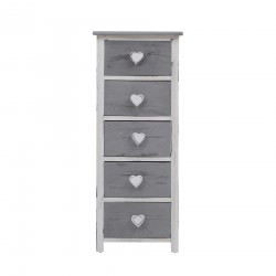 Shabby gray chest of drawers 5 drawers romantic style - Mobili Rebecca