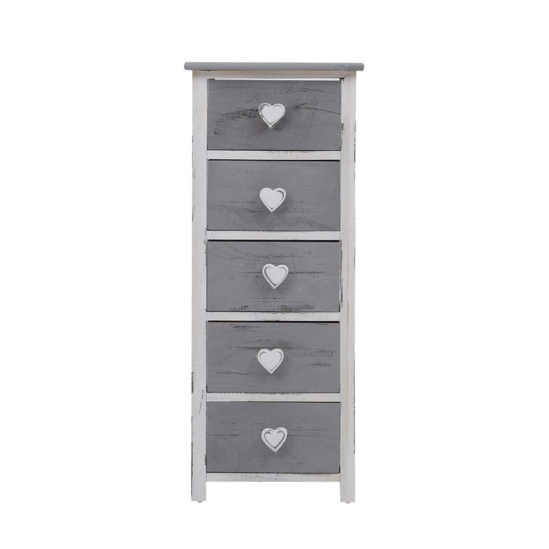 Cajonera decapada gris shabby con 5 cajones románticos - Mobili Rebecca