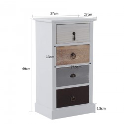 Mobili Rebecca Chest of Drawers White 4 Drawers Coloured Shabby 69x37x27