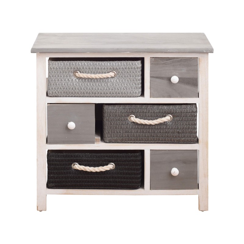 Mueble moderno blanco y gris con 6 cestas - Mobili Rebecca