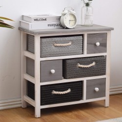 Mueble moderno blanco y gris con 6 cestas - Mobili Rebecca