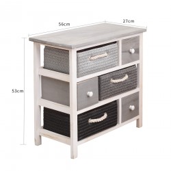 Mueble moderno blanco y gris con 6 cestas - Mobili Rebecca