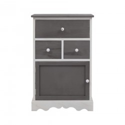 Rebecca Mobili Meuble d'appoint Armoire 3 Tiroirs 1 Port Bois Gris 72x47x30