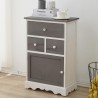 Rebecca Mobili Meuble d'appoint Armoire 3 Tiroirs 1 Port Bois Gris 72x47x30