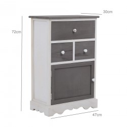 Rebecca Mobili Meuble d'appoint Armoire 3 Tiroirs 1 Port Bois Gris 72x47x30