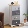 Rebecca Mobili Cajonera 4 Cajones Madera Gris Blanco Shabby 72x35x27