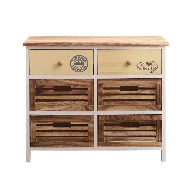 Mobili Rebecca Cupboard Chest of Drawers Beige 6 Drawers Shabby 56x65x27