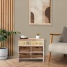 Rebecca Mobili Commode Meuble 6 Tiroirs Bois Natural Beige Country 56x65x27