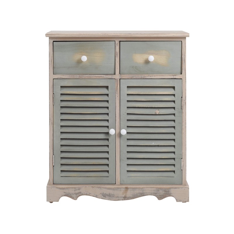 Rebecca Mobili Commode Meuble 2 Porte 2 Tiroirs Bois Clair Vert 70x60x30