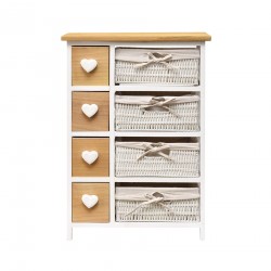 Shabby cupboard with 4 drawers with hearts and 4 baskets - Mobili Rebecca