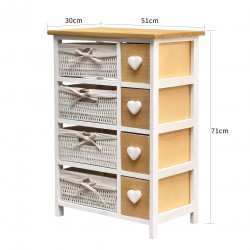 Shabby cupboard with 4 drawers with hearts and 4 baskets - Mobili Rebecca