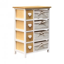 Shabby cupboard with 4 drawers with hearts and 4 baskets - Mobili Rebecca