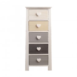 Mobili Rebecca Chest of Drawers Bedside Table 5 Coloured Drawers Shabby 89x37x27