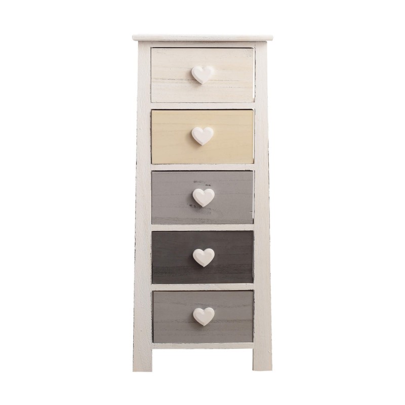 Mobili Rebecca Chest of Drawers Bedside Table 5 Coloured Drawers Shabby 89x37x27