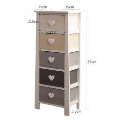 Mobili Rebecca Chest of Drawers Bedside Table 5 Coloured Drawers Shabby 89x37x27