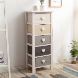 Mobili Rebecca Chest of Drawers Bedside Table 5 Coloured Drawers Shabby 89x37x27