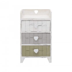 Shabby Chic-Nachttisch in Grau und Beige mit 3 Schubladen - Mobili Rebecca