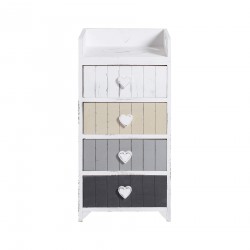 Mobili Rebecca Chest of Drawers White 4 Drawers Coloured Heart 72x35x27