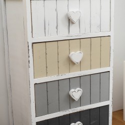 Mobili Rebecca Chest of Drawers White 4 Drawers Coloured Heart 72x35x27