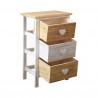 White and beige shabby chic bedside table with 3 drawers - Mobili Rebecca